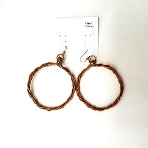 Large Coiled Copper Hoop Earrings